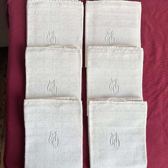 Set of 6 Matching Embroidered Monogrammed Kitchen Towels MO - Picture 1 of 11